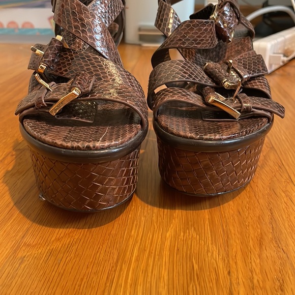 Michael Kors Collection Varick Snake Print Wedge Sandals - Picture 11 of 12